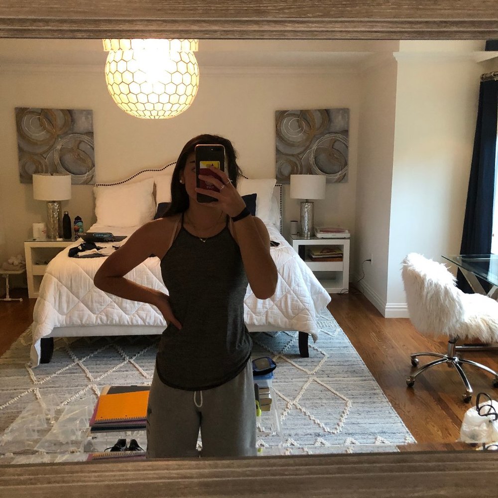 high neck gray lululemon tank top